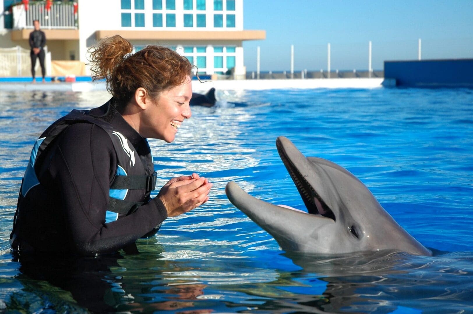 Swimming with a dolphin