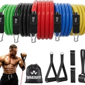 Resistance bands set with handles for travel workouts