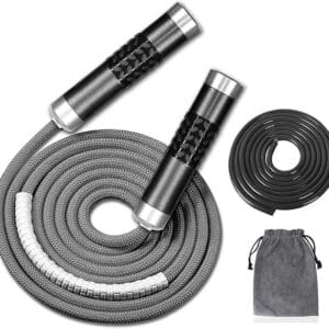 Weighted adjustable jump rope for travel workouts
